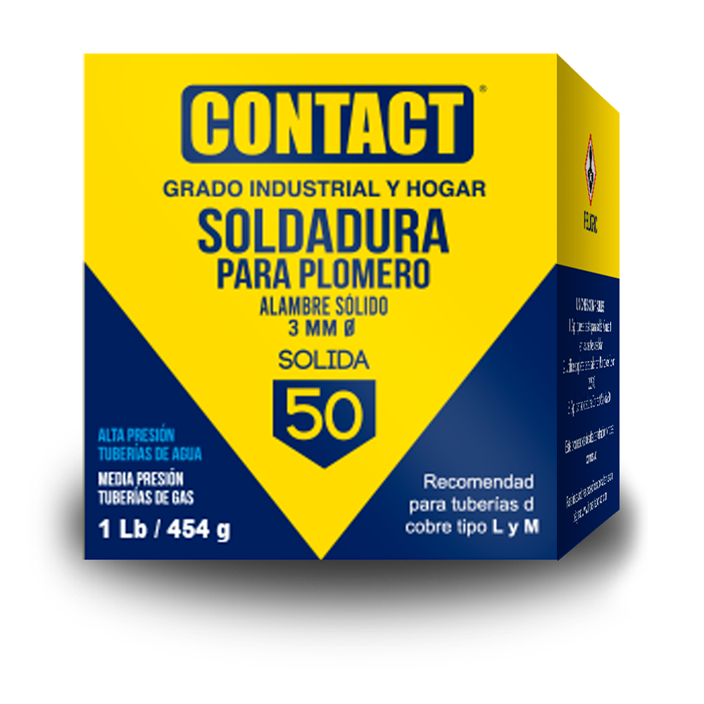 SOLDADURA CONTACT AMARILLA 50-50 SÓLIDA 1lb 454gr