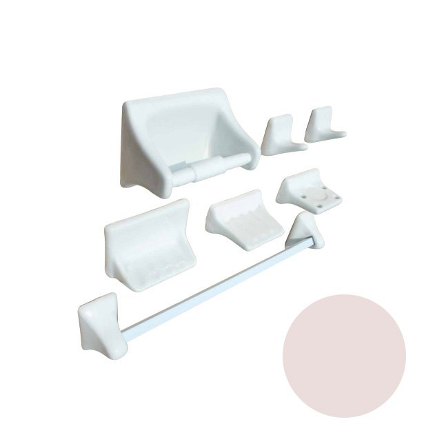 JUEGO DE ACCESORIOS DE CERAMICA ROSA