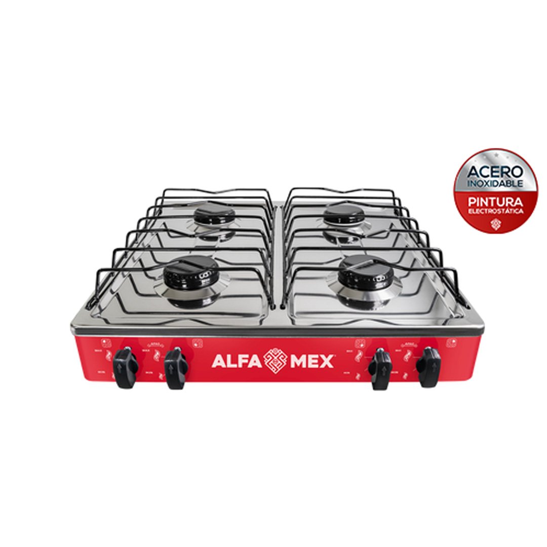 PARRILLA DE GAS 4 QUEMADORES , ACERO INOXIDABLE COLORES (NEGRO,BLANCO,AZUL O ROJO)