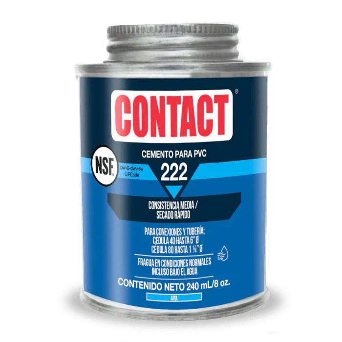 CEMENTO PARA PVC 222 CONTACT LATA 8oz 1/4