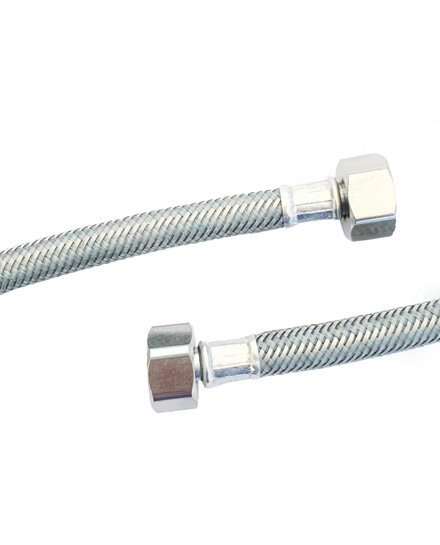 MANGUERA REFORZADA EN ALUMINIO FREGADOR 55CM TUERCA LATON