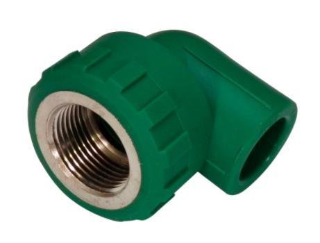 CODO HEMBRA PPR 3/4 X 90 CON INSERTO METALICO VERDE FUSION