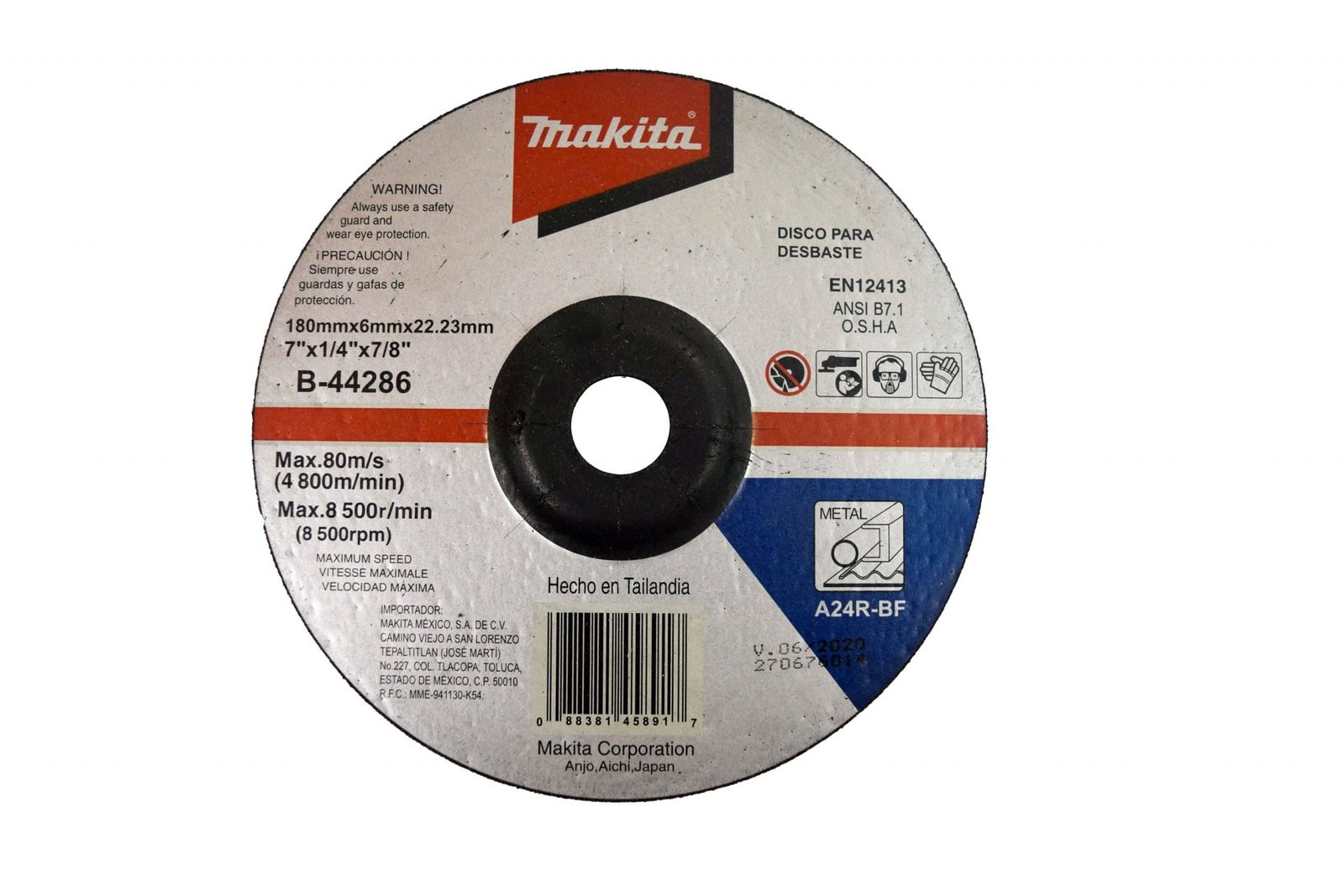 DISCO ABRASIVO DESBASTE 7" MAKITA Modelo: B44286