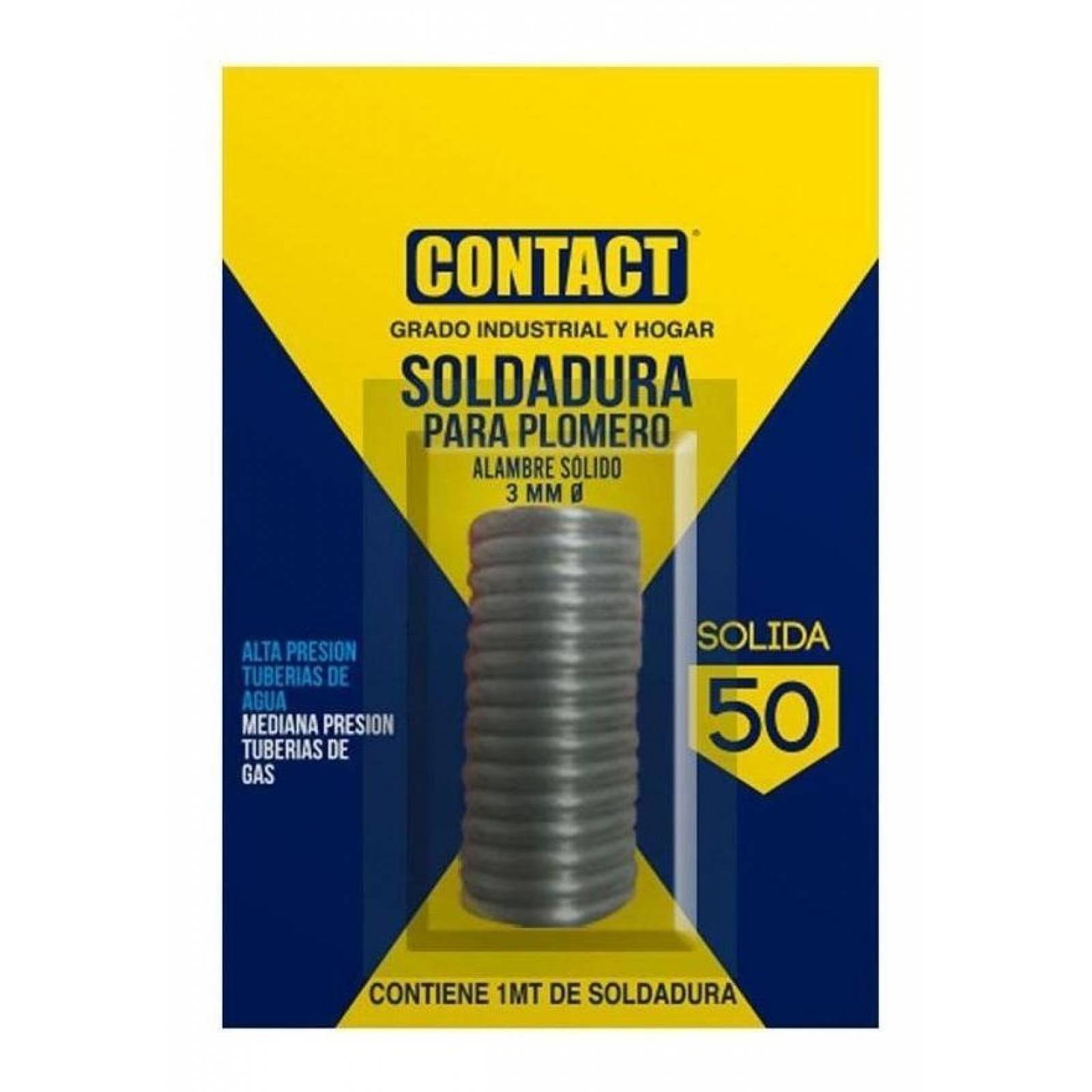 SOLDADURA CONTACT AMARILLA 50-50 SÓLIDA 1mt
