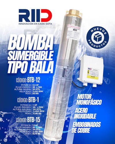 BOMBA SUMERGIBLE TIPO BALA 1/2 (0.5hp)