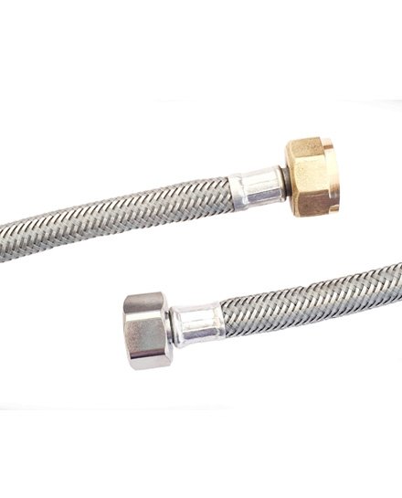 MANGUERA REFORZADA EN ALUMINIO WC 55CM TUERCA LATON