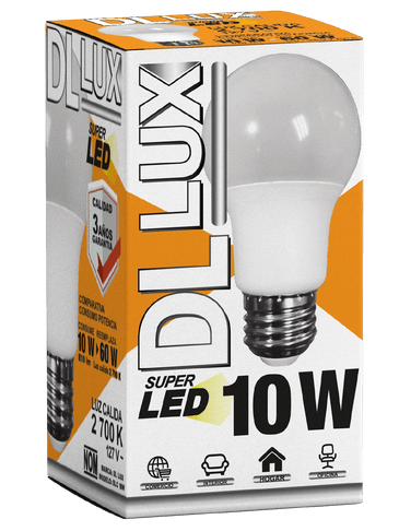 FOCO "DL LUX" 10W LUZ CALIDA TIPO A - LED A BULBO
