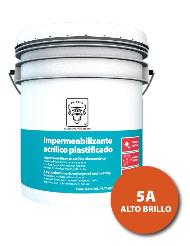 IMPERMEABILIZANTE ACRILICO PLASTIFICADO 5A ROJO ALTO BRILLO 18LTS