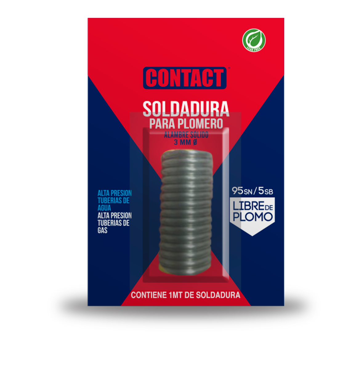 SOLDADURA CONTACT ROJA 95SN/5SB LIBRE DE PLOMO 1mt