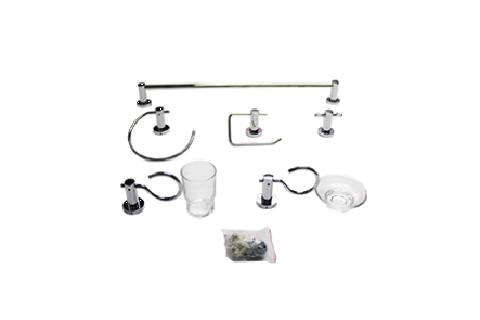 SET 6 PIEZAS ACCESORIOS P/BAÑO ACABADO CROMADO