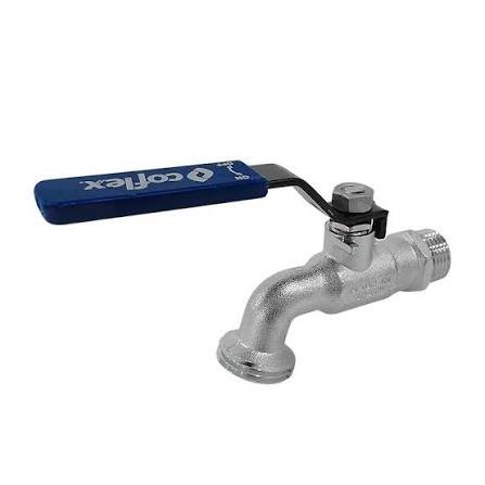 LLAVE CORTA COFLEX 1/2 MNPT X 3/4 NH LATON CROMADO PARA JARDIN