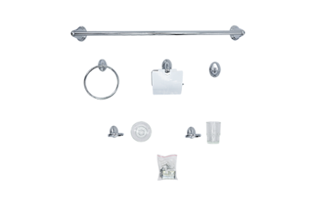 SET 6 PIEZAS ACCESORIOS P/BAÑO ACABADO CROMADO