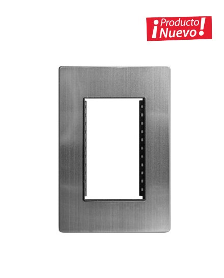 PLACA 3 MODULOS ACERO INOX. CHASIS METALICO