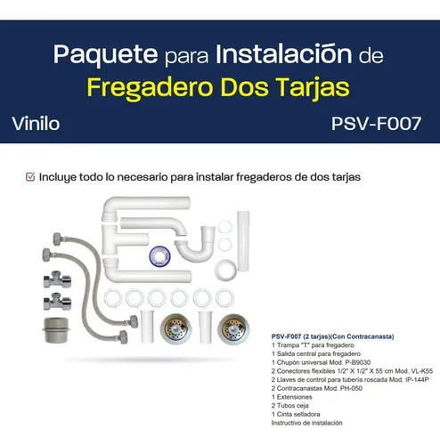 Paquete para Instalación de Fregadero (2 tarjas) (Con Contracanasta)