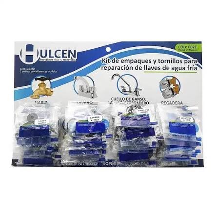 KIT DE EMPAQUES Y TORNILLOS PARA REPARACIÓN DE LLAVES DE AGUA FRIA MOD. 002E